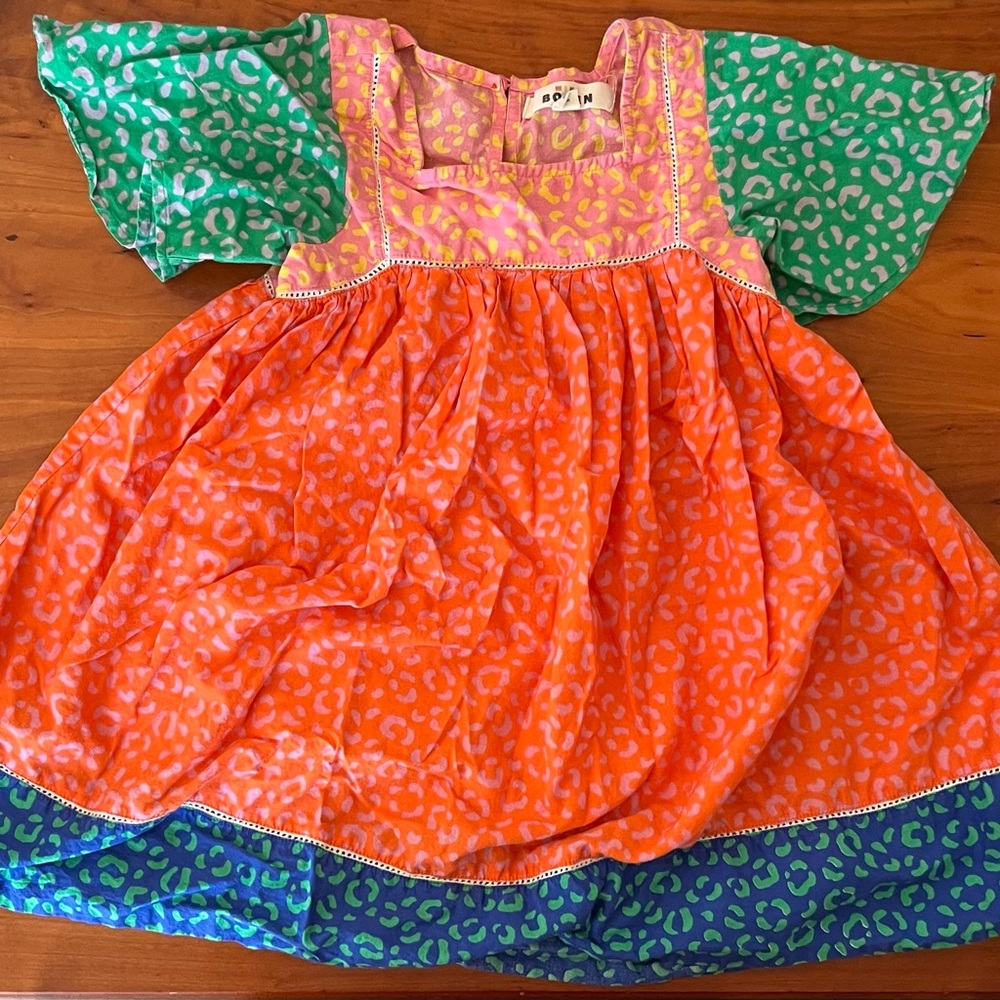 Mini Boden Pink and Yellow leopard print Dress
